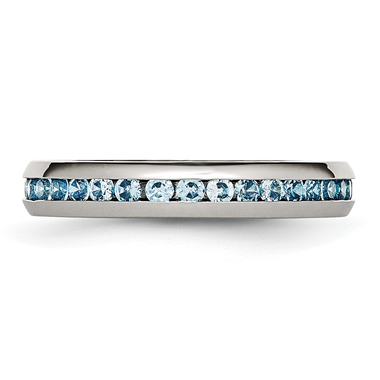 Stainless Steel Polished 4mm December Teal CZ Ring