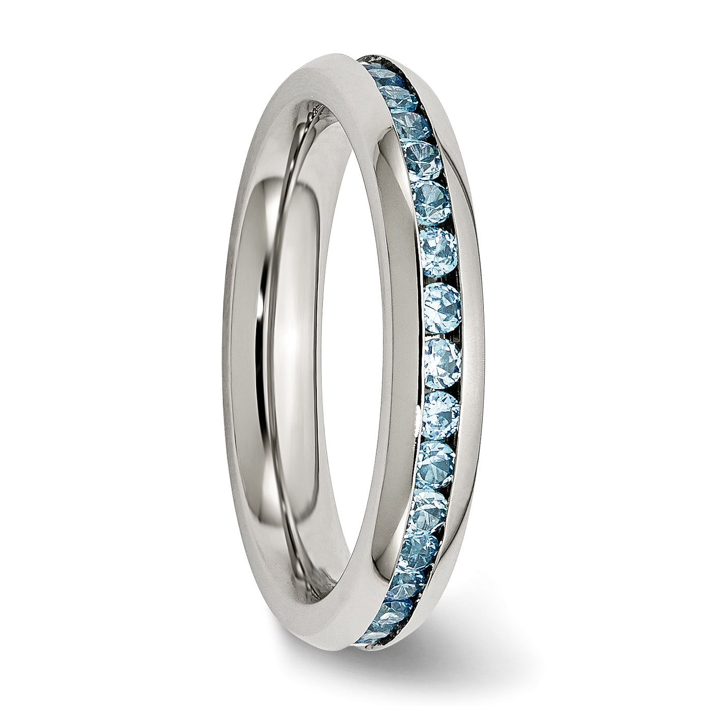 Stainless Steel Polished 4mm December Teal CZ Ring