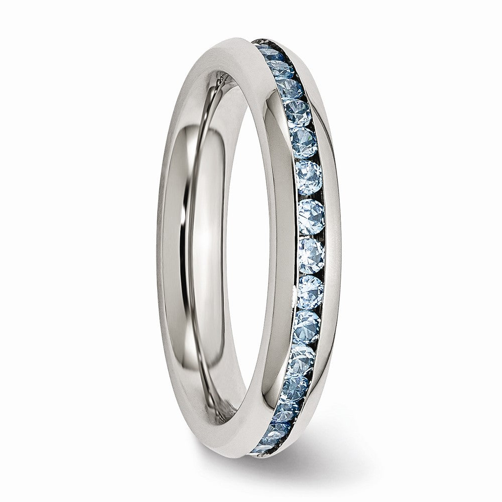 Stainless Steel 4mm December Teal CZ Ring