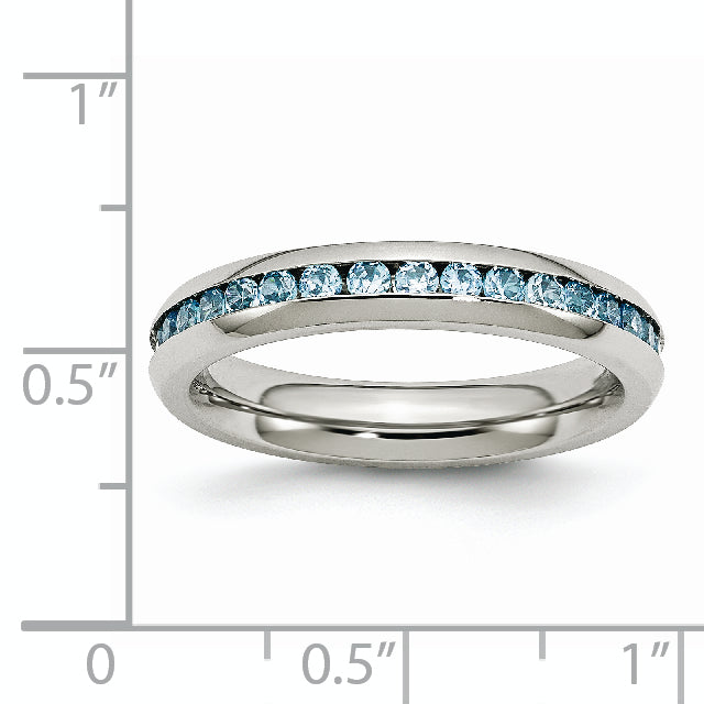 Stainless Steel Polished 4mm December Teal CZ Ring