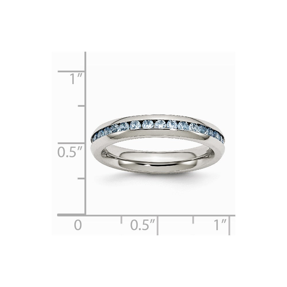 Stainless Steel 4mm December Teal CZ Ring