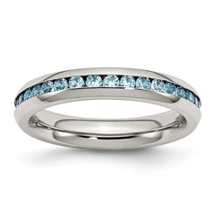 Stainless Steel 4mm December Teal CZ Ring