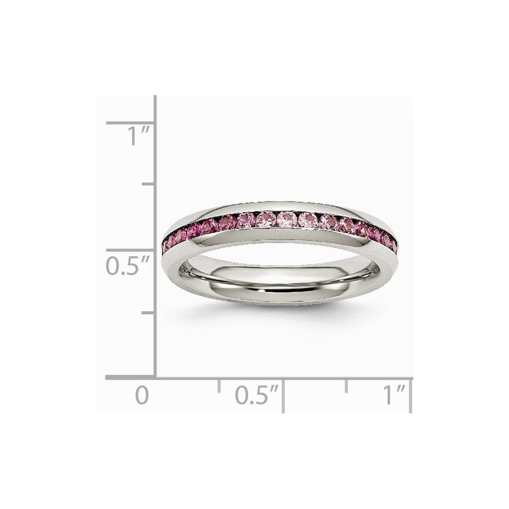 Stainless Steel 4mm July CZ Ring