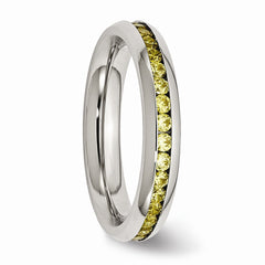 Stainless Steel 4mm November Yellow CZ Ring