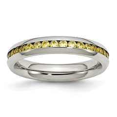 Stainless Steel 4mm November Yellow CZ Ring