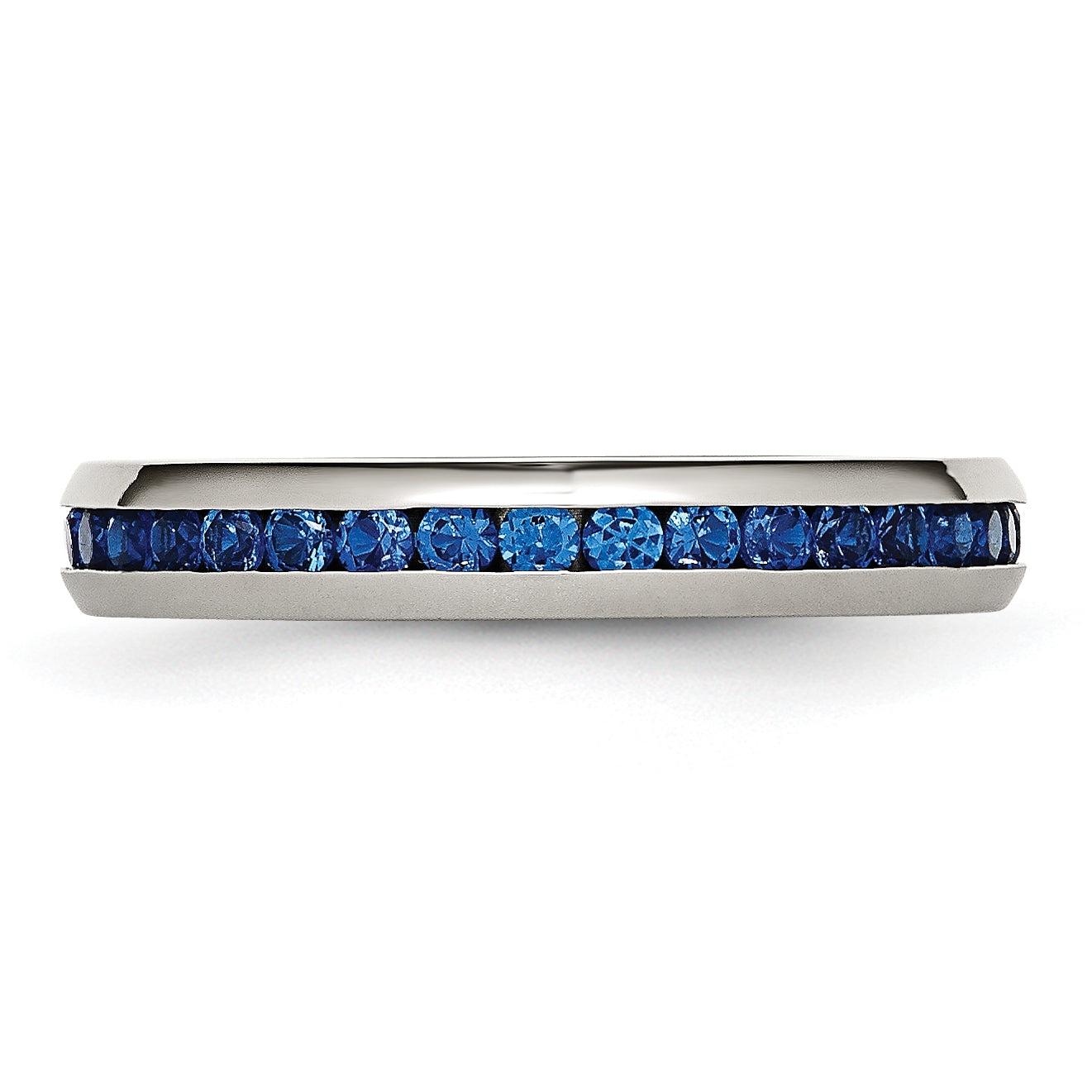 Stainless Steel Polished 4mm September Blue CZ Ring