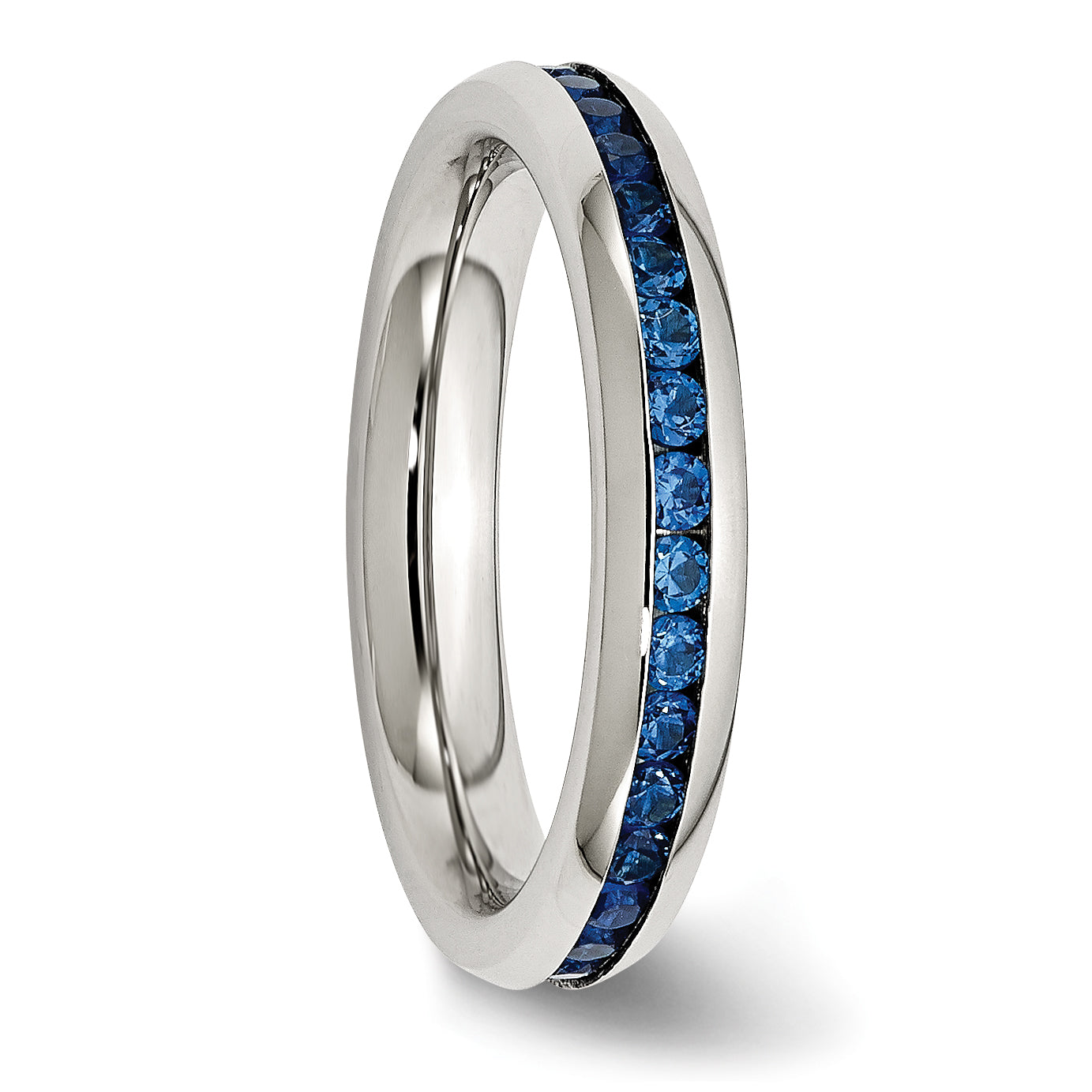 Stainless Steel Polished 4mm September Blue CZ Ring