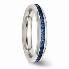 Stainless Steel 4mm September Blue CZ Ring