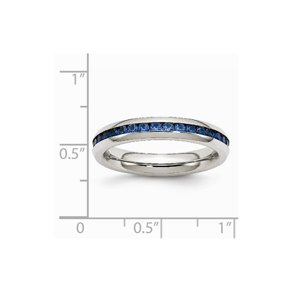 Stainless Steel 4mm September Blue CZ Ring