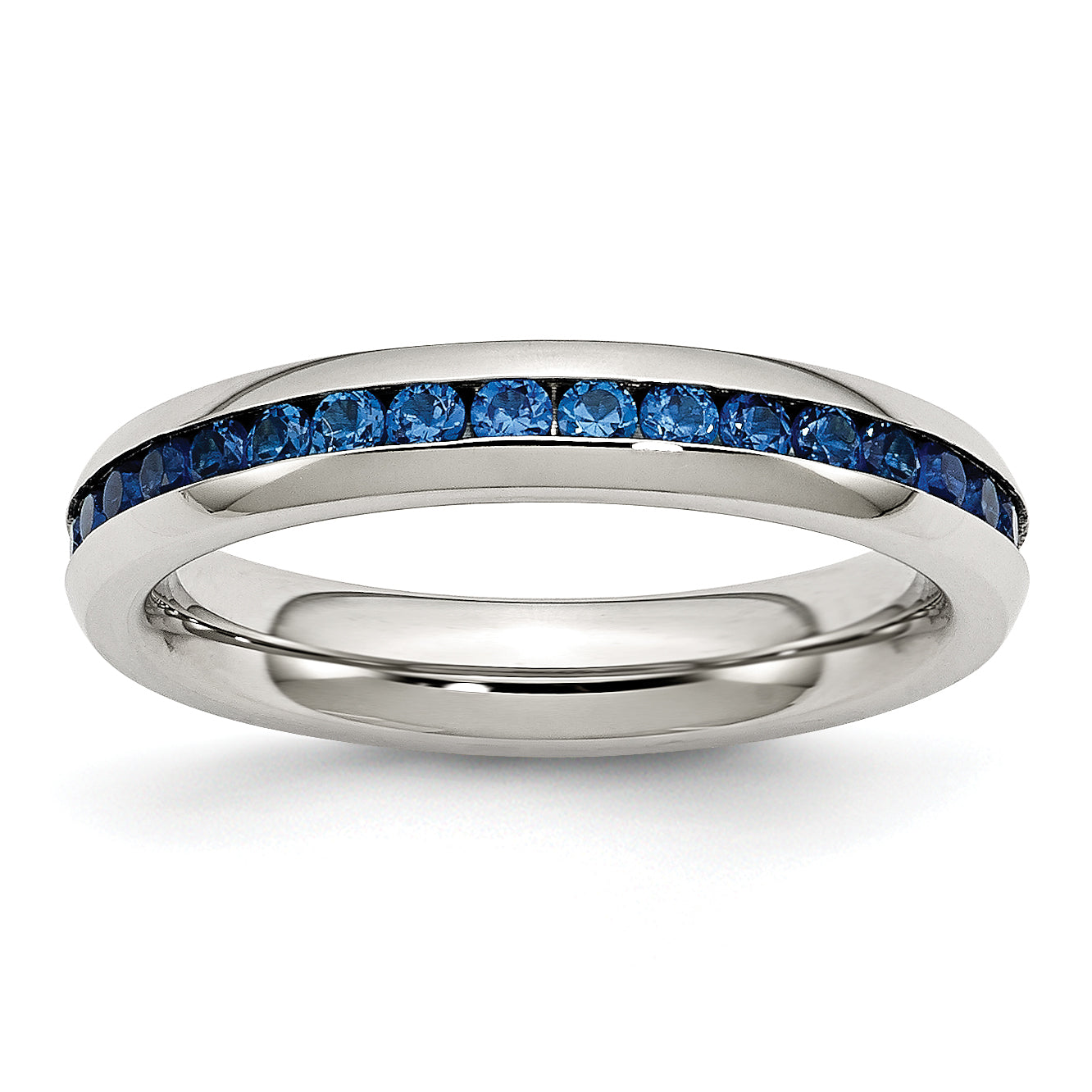 Stainless Steel Polished 4mm September Blue CZ Ring