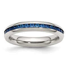 Stainless Steel 4mm September Blue CZ Ring