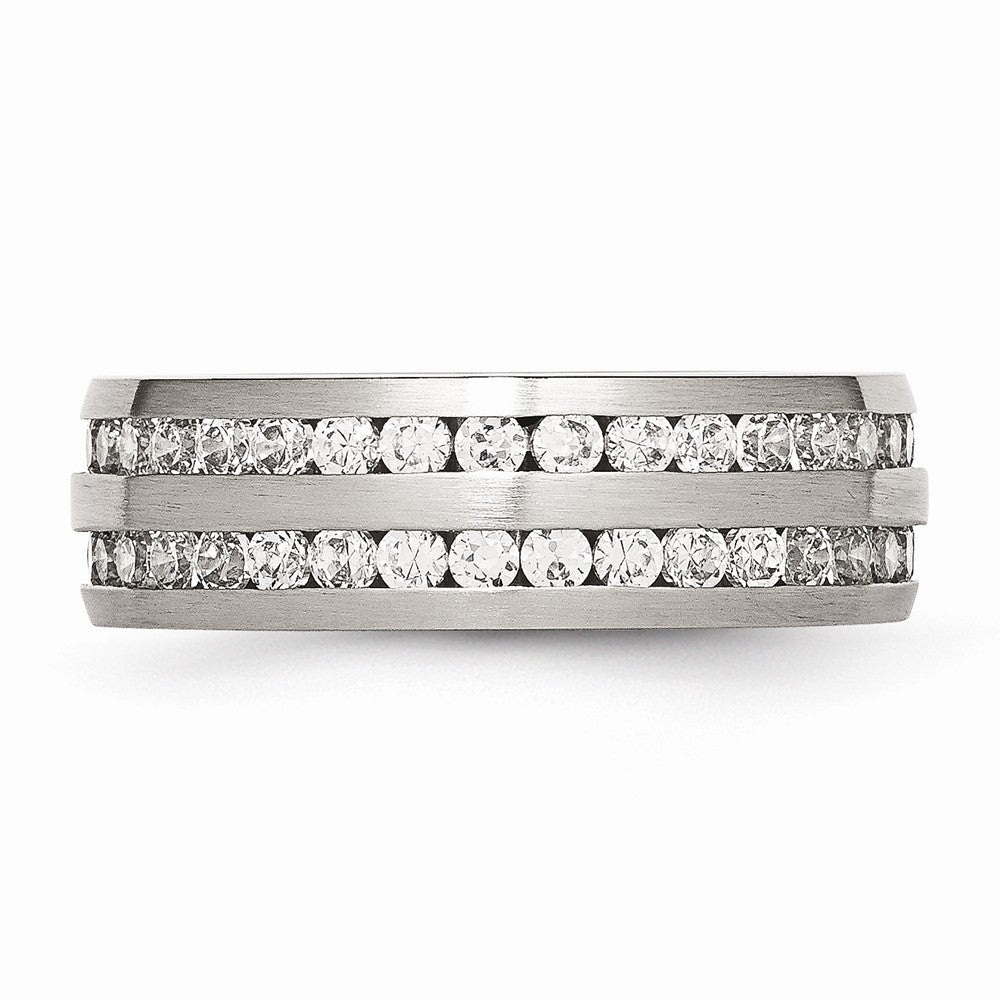 Stainless Steel 7mm Double Row CZ Ring