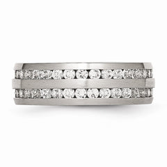 Stainless Steel 7mm Double Row CZ Ring