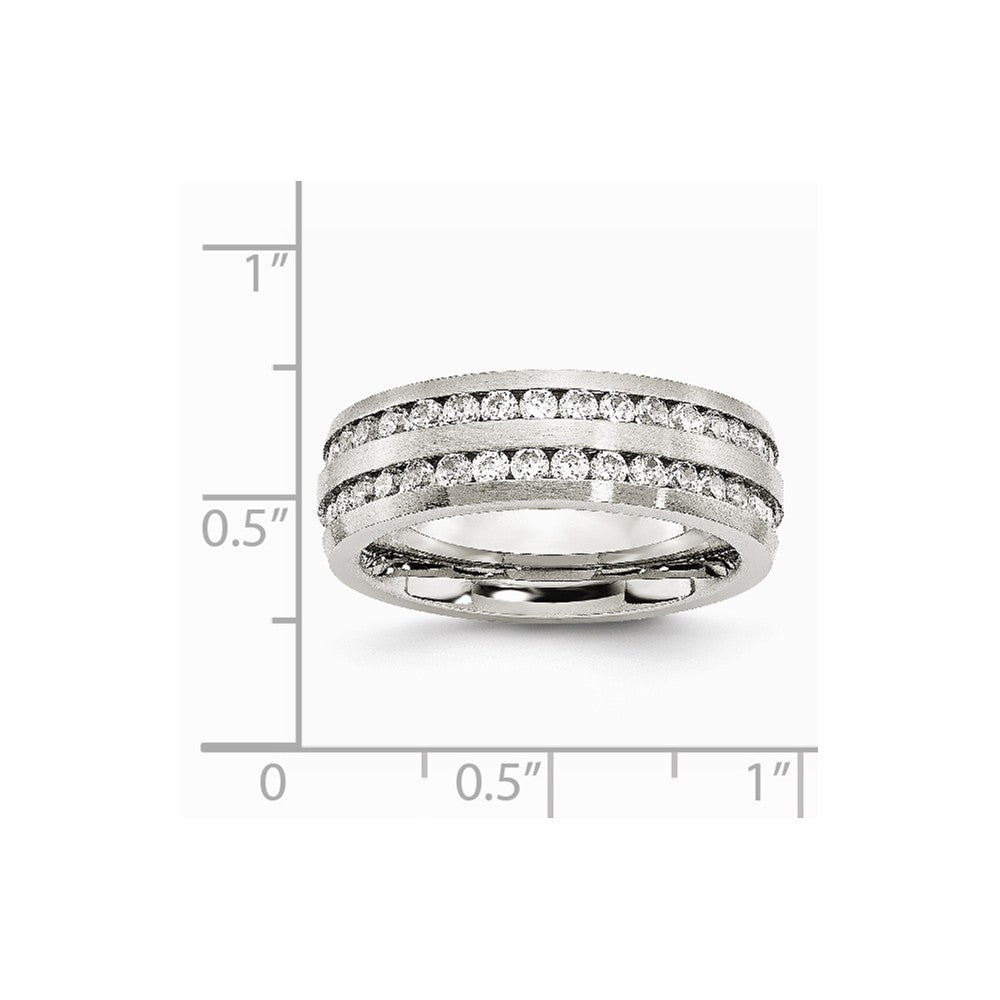 Stainless Steel 7mm Double Row CZ Ring