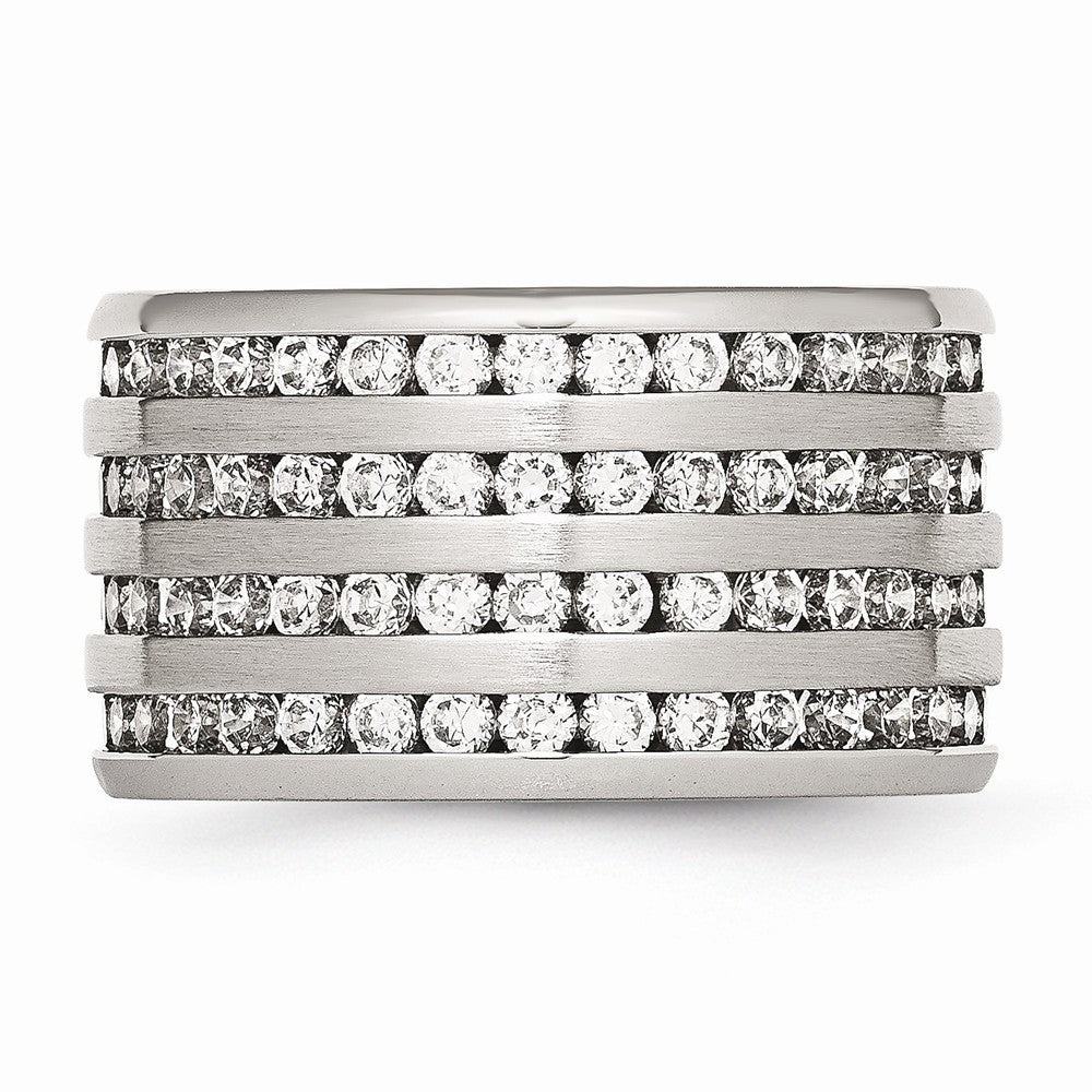 Stainless Steel Multirow 13mm CZ Ring