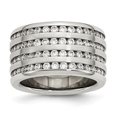 Stainless Steel Multirow 13mm CZ Ring