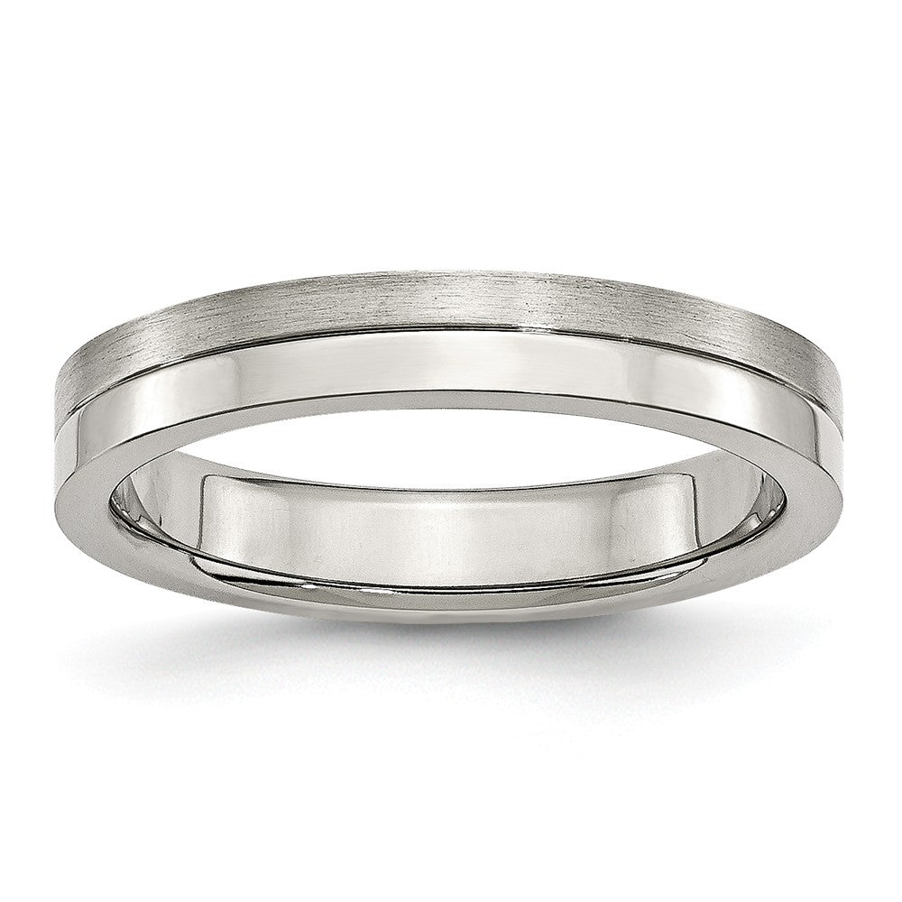 Stainless Steel 4mm Brushed & Polished Band