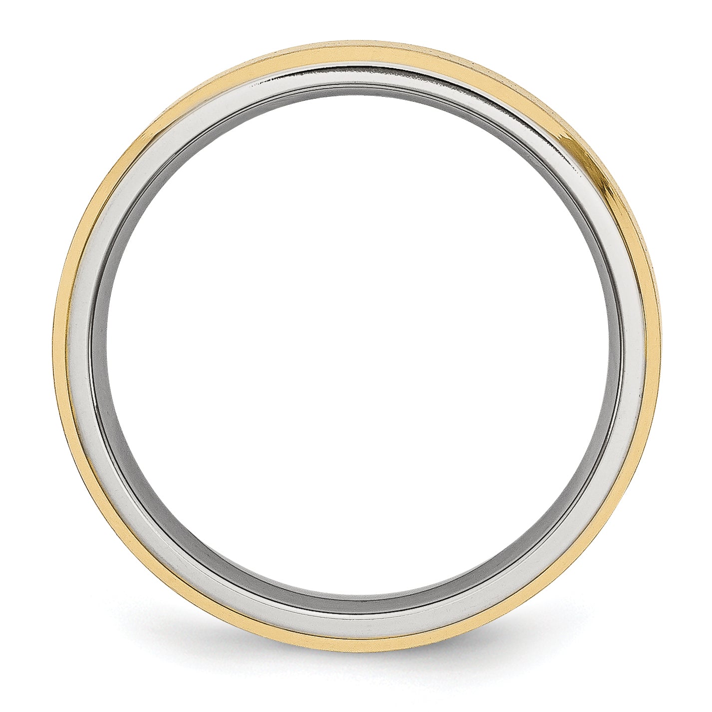 Stainless Steel Brushed and Polished Yellow IP-plated 5mm Beveled Edge Band