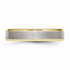 Stainless Steel Beveled Edge 5mm Brushed/Polished Yellow IP-plated Band