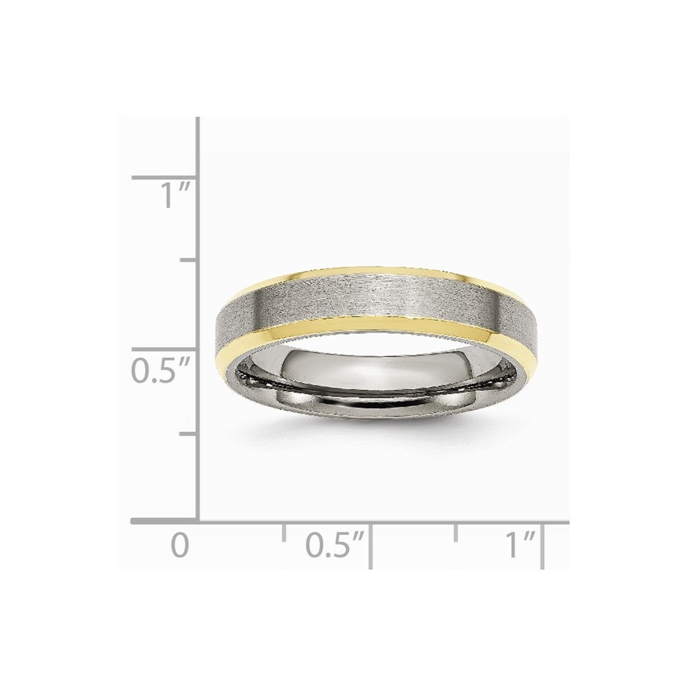 Stainless Steel Beveled Edge 5mm Brushed/Polished Yellow IP-plated Band