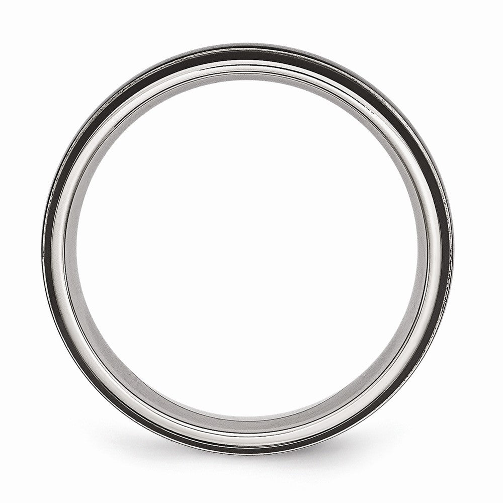 Stainless Steel Grooved & Polished 6mm Black IP-plated Band