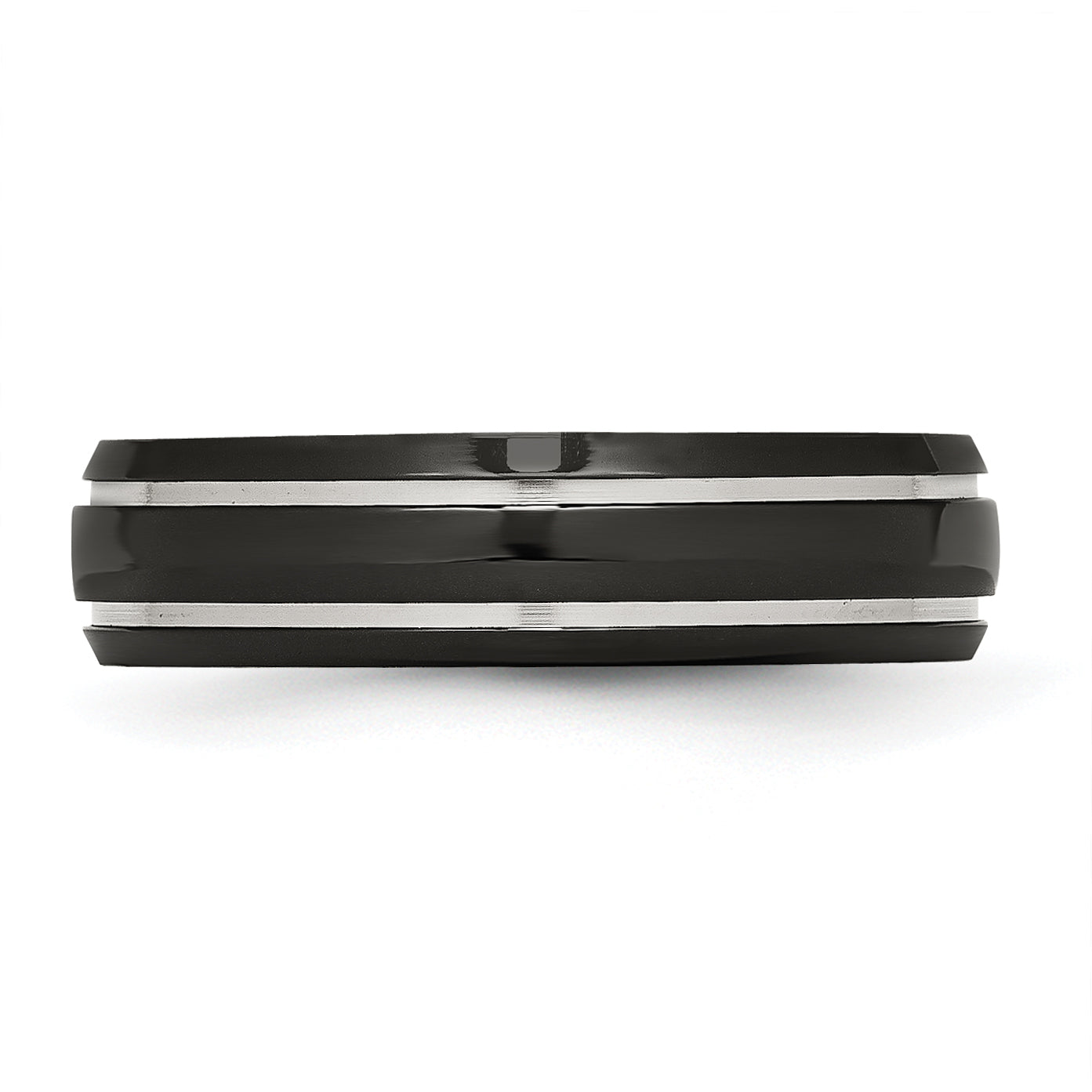 Stainless Steel Polished Black IP-plated 6mm Grooved Band