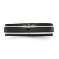 Stainless Steel Polished Black IP-plated 6mm Grooved Band