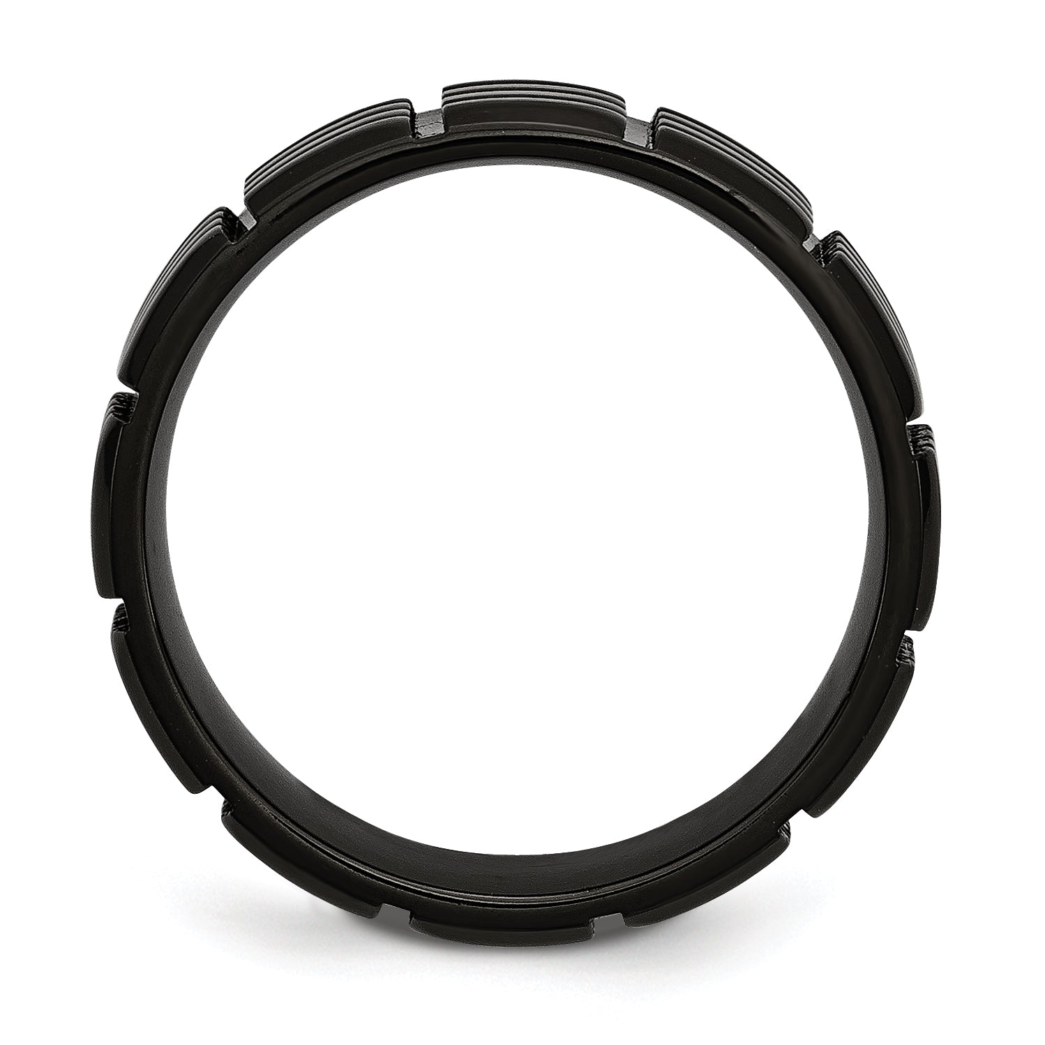 Stainless Steel Brushed Black IP-plated 8mm Grooved Band