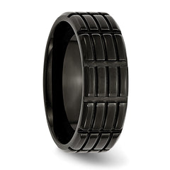 Stainless Steel Brushed Black IP-plated 8mm Grooved Band