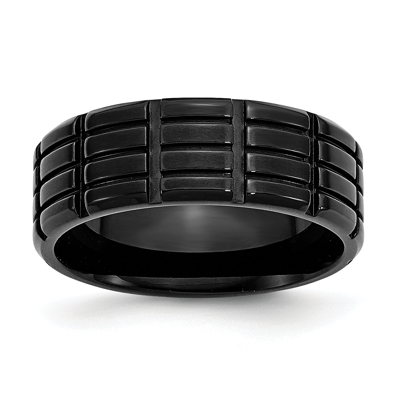 Stainless Steel Brushed Black IP-plated 8mm Grooved Band