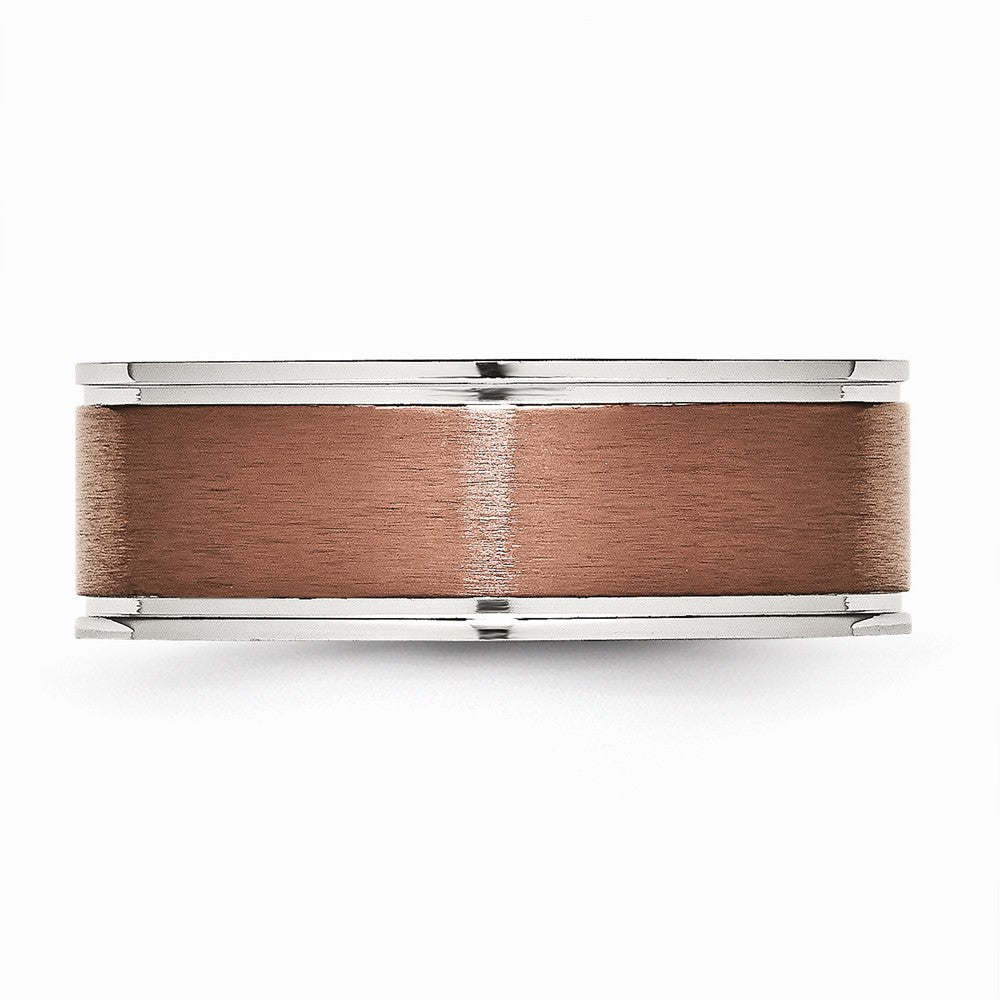 Stainless Steel 8mm Brown IP-plated Brushed & Polished Band