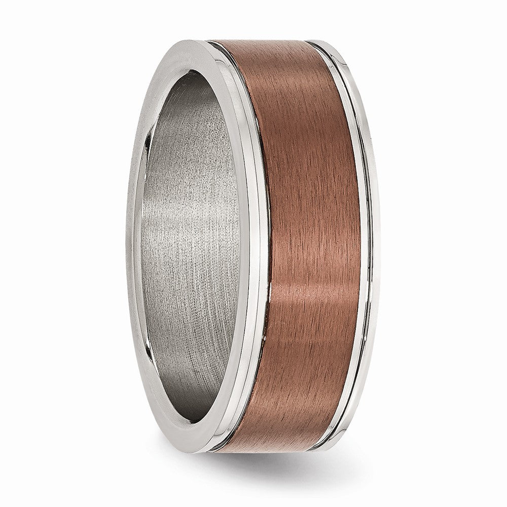 Stainless Steel 8mm Brown IP-plated Brushed & Polished Band