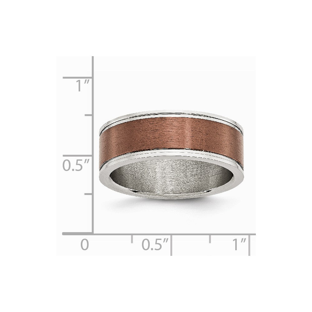 Stainless Steel 8mm Brown IP-plated Brushed & Polished Band