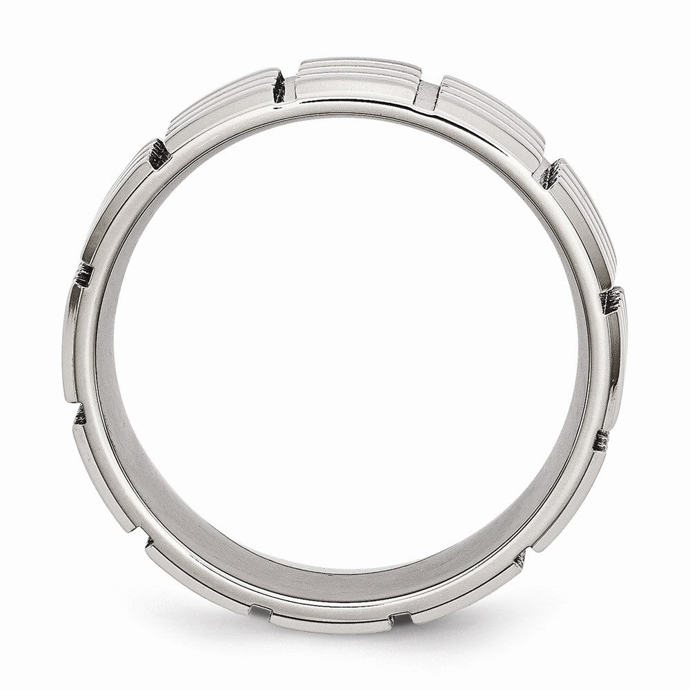 Stainless Steel 8mm Grooved Polished Band