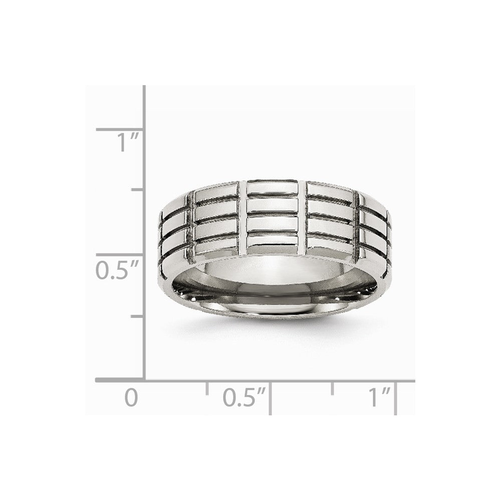 Stainless Steel 8mm Grooved Polished Band