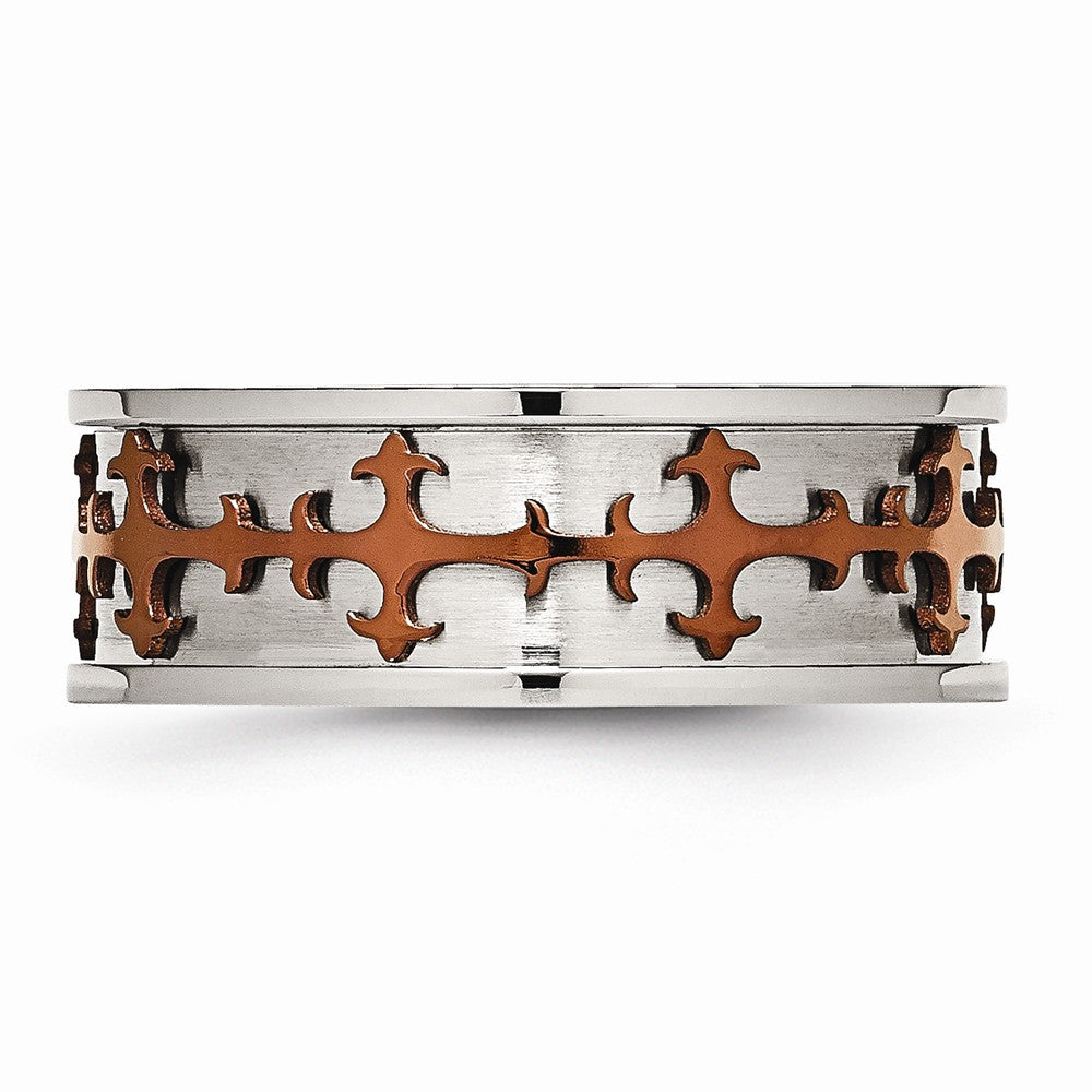 Stainless Steel Brown IP-plated Crosses Ring