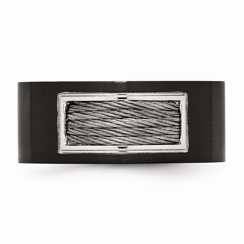 Stainless Steel Black IP- Plated with Wire Inlay Ring