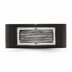 Stainless Steel Black IP- Plated with Wire Inlay Ring