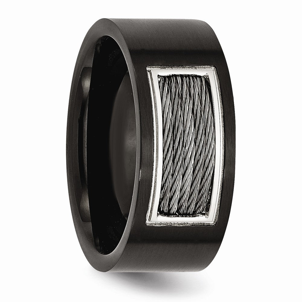 Stainless Steel Black IP- Plated with Wire Inlay Ring