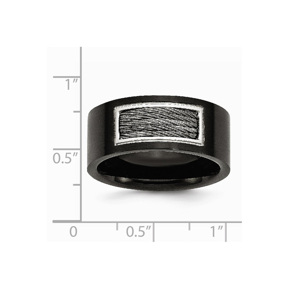 Stainless Steel Black IP- Plated with Wire Inlay Ring