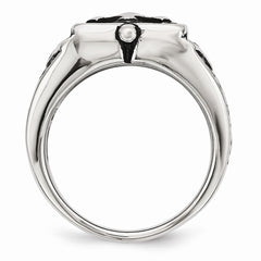 Stainless Steel Antiqued Cross Ring