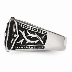 Stainless Steel Antiqued Cross Ring