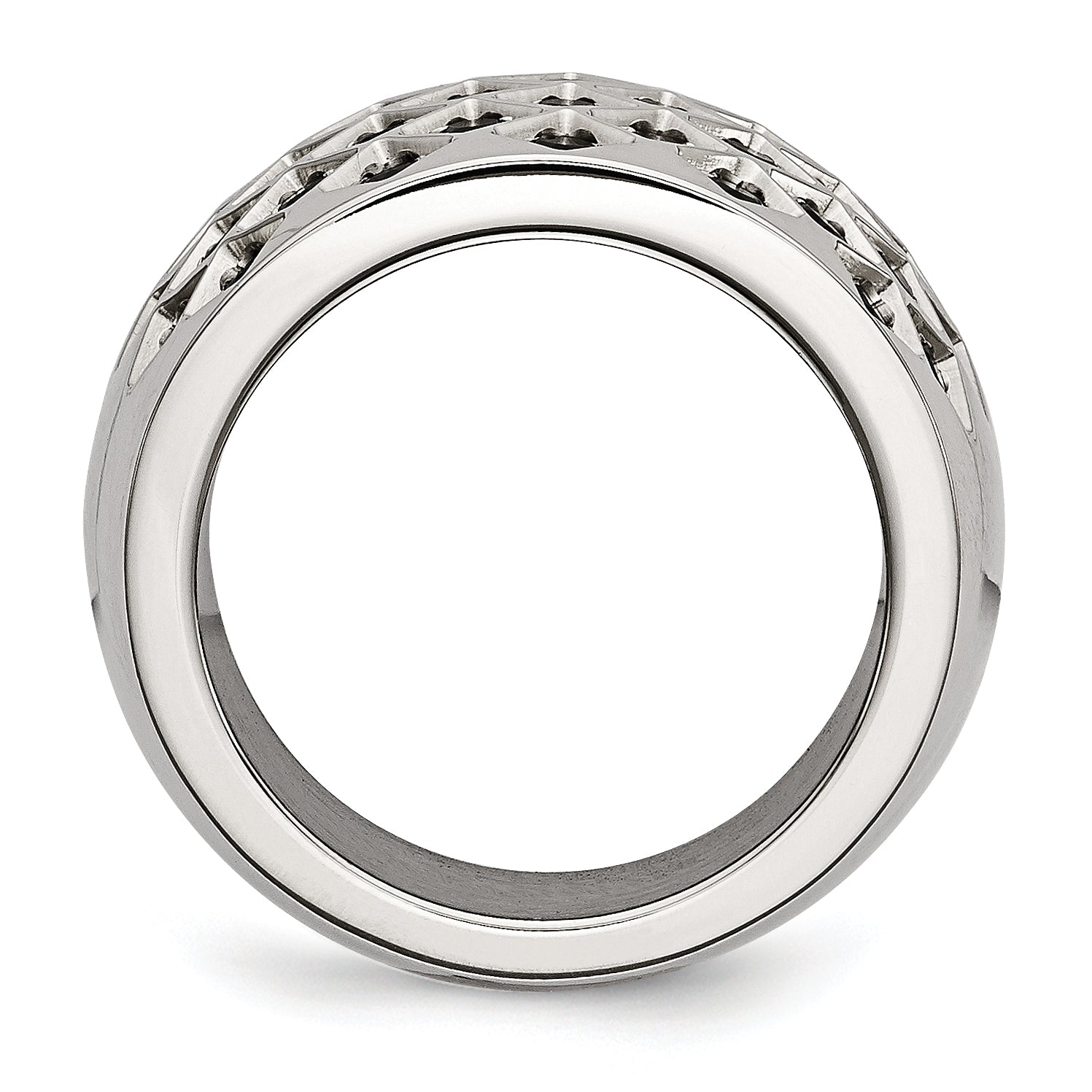 Stainless Steel Black CZs Polished Ring