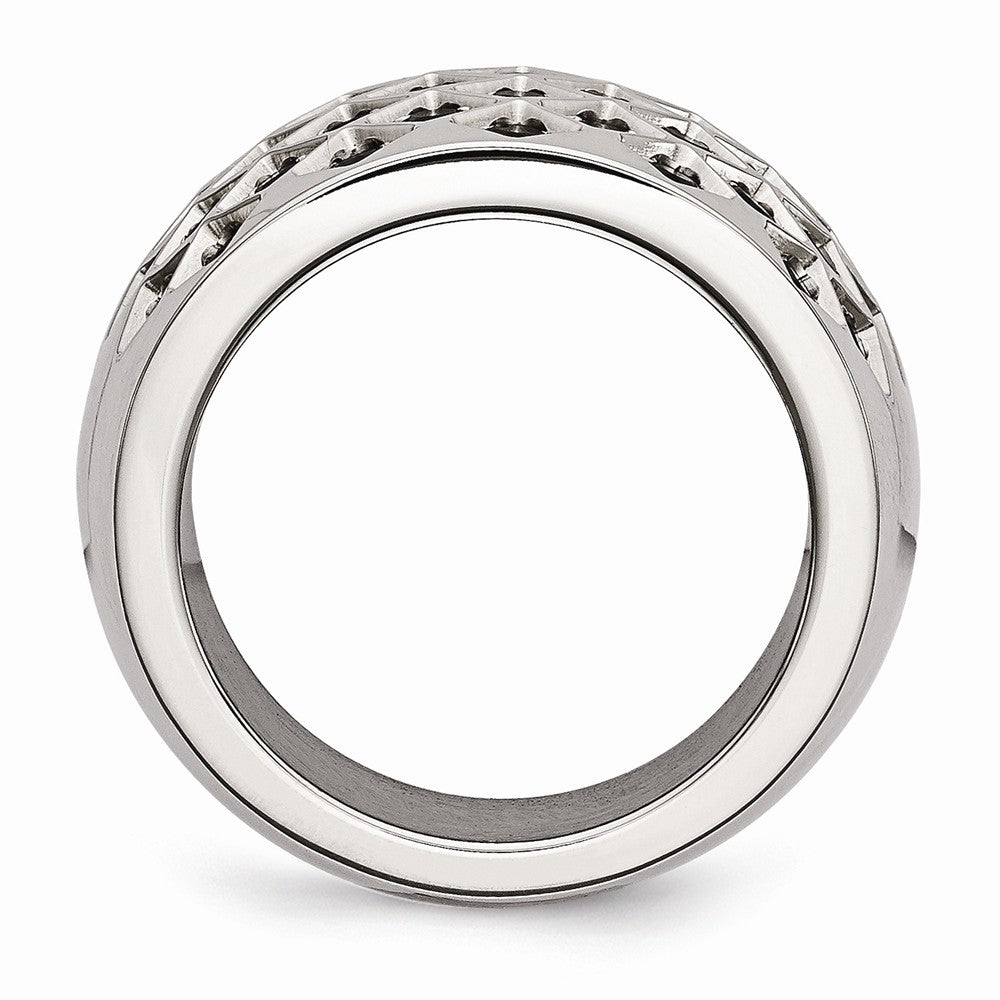 Stainless Steel Black CZs Polished  Ring