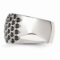 Stainless Steel Black CZs Polished  Ring