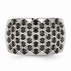 Stainless Steel Black CZs Polished  Ring