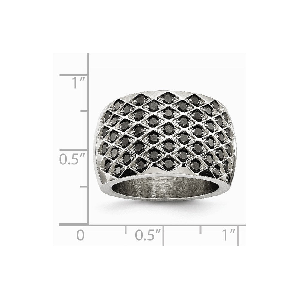 Stainless Steel Black CZs Polished Ring