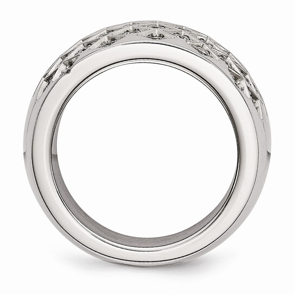 Stainless Steel  White CZs Polished Ring