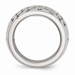 Stainless Steel  White CZs Polished Ring