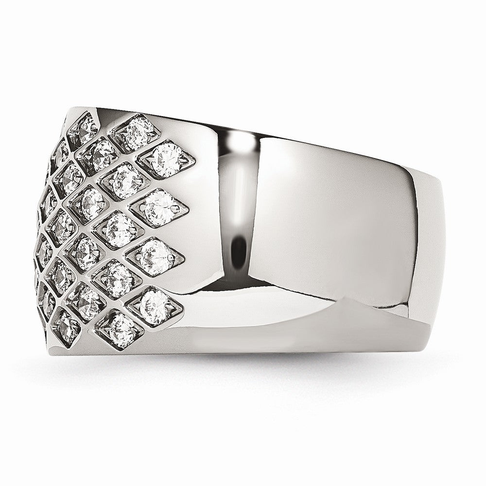 Stainless Steel  White CZs Polished Ring